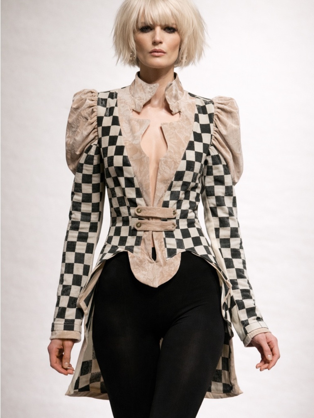 Nuvula Majorette Jacket Runway 2012 Black Beige Check Statement Size XL